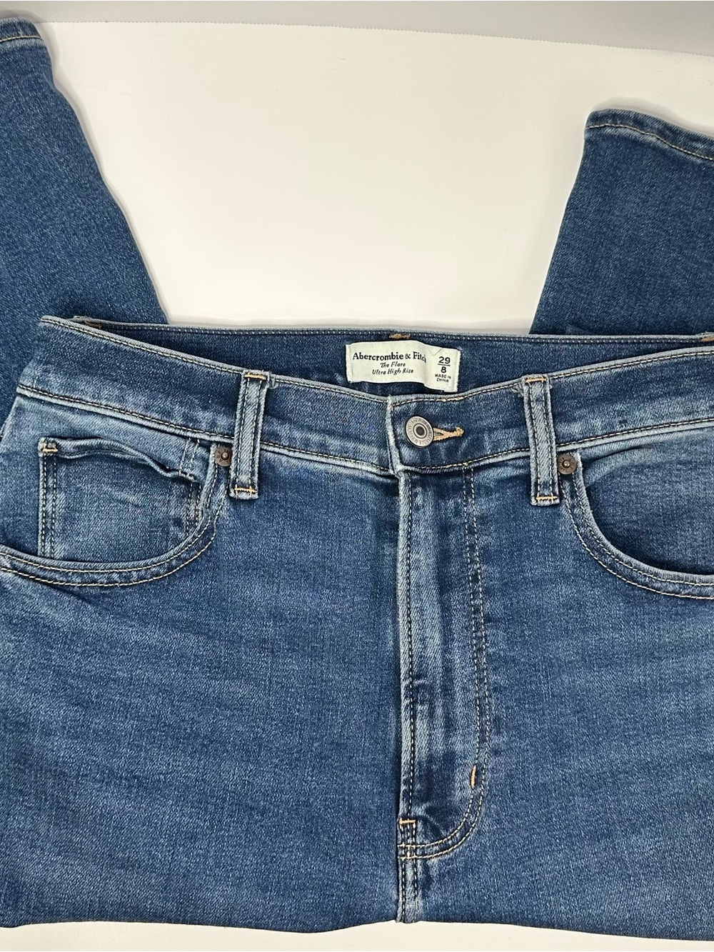 Abercrombie & Fitch Women’s THE FLARE ULTRA HIGH RISE Blue Jeans